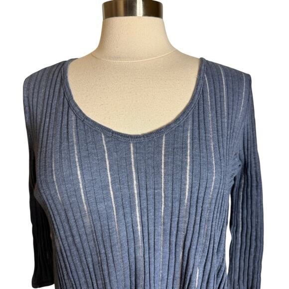 Free People Astoria Split Ribbed Open Knit 3/4 Sleeve Top Women’s Medium - Picture 6 of 12